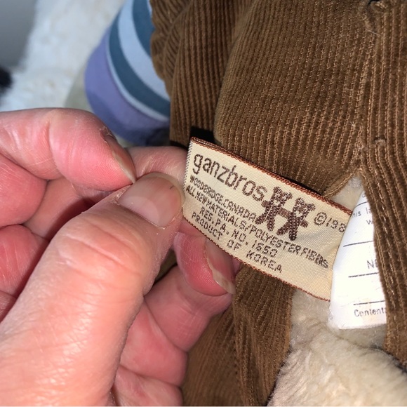 Vintage Ganz Bros 1981 Plush WRINKLES Dog Hand Puppet BROWN CORDOROY OVERALLS - Picture 7 of 11
